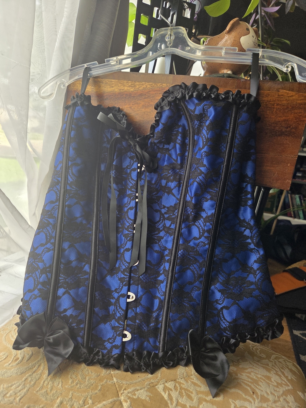 Blue and Black Lace Corset